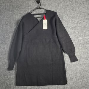 Standards & Practices Black Sweater Dress 2X Asymmetric Wrap Neck NWT